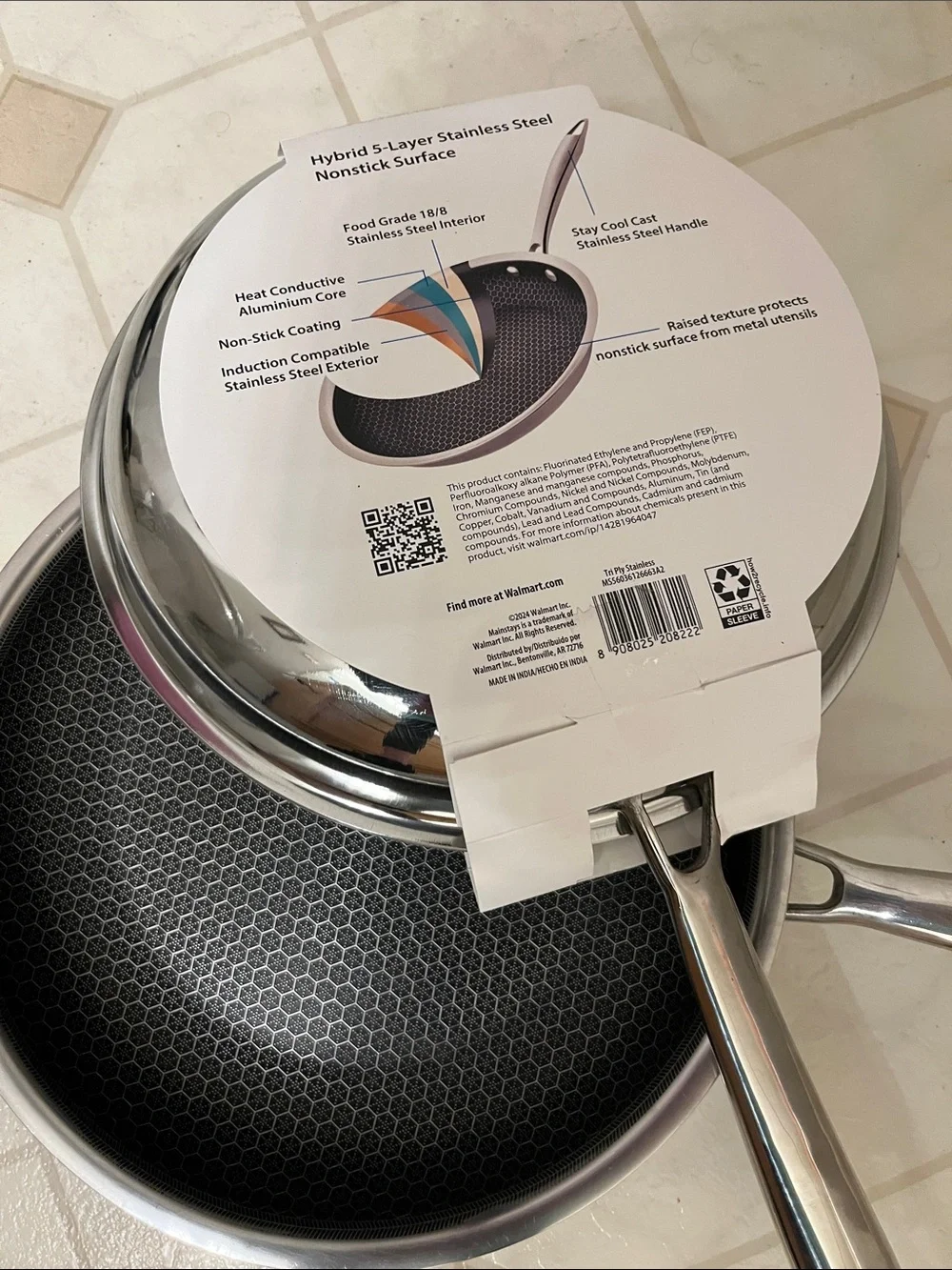 Mainstay 10” Stainless Nonstick In HEXCLAD Vogue NWT